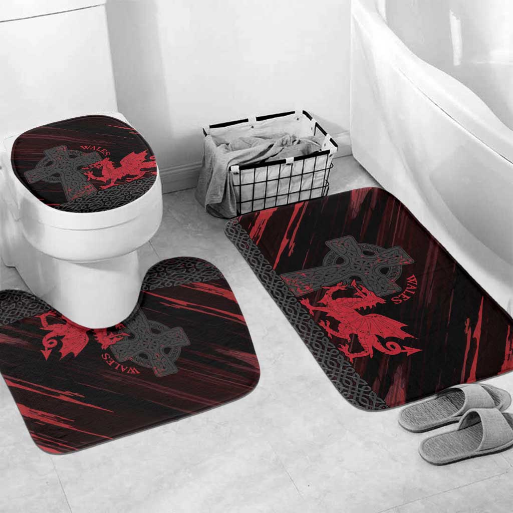 Wales Bathroom Set Celtic Cross Welsh Red Dragon - Wonder Print Shop