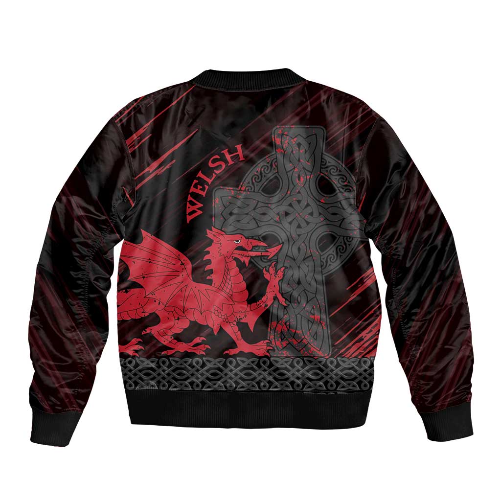 Wales Bomber Jacket Celtic Cross Welsh Red Dragon - Wonder Print Shop