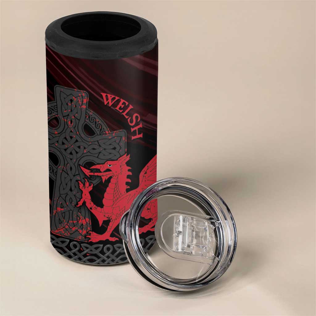 Wales 4 in 1 Can Cooler Tumbler Celtic Cross Welsh Red Dragon - Wonder Print Shop
