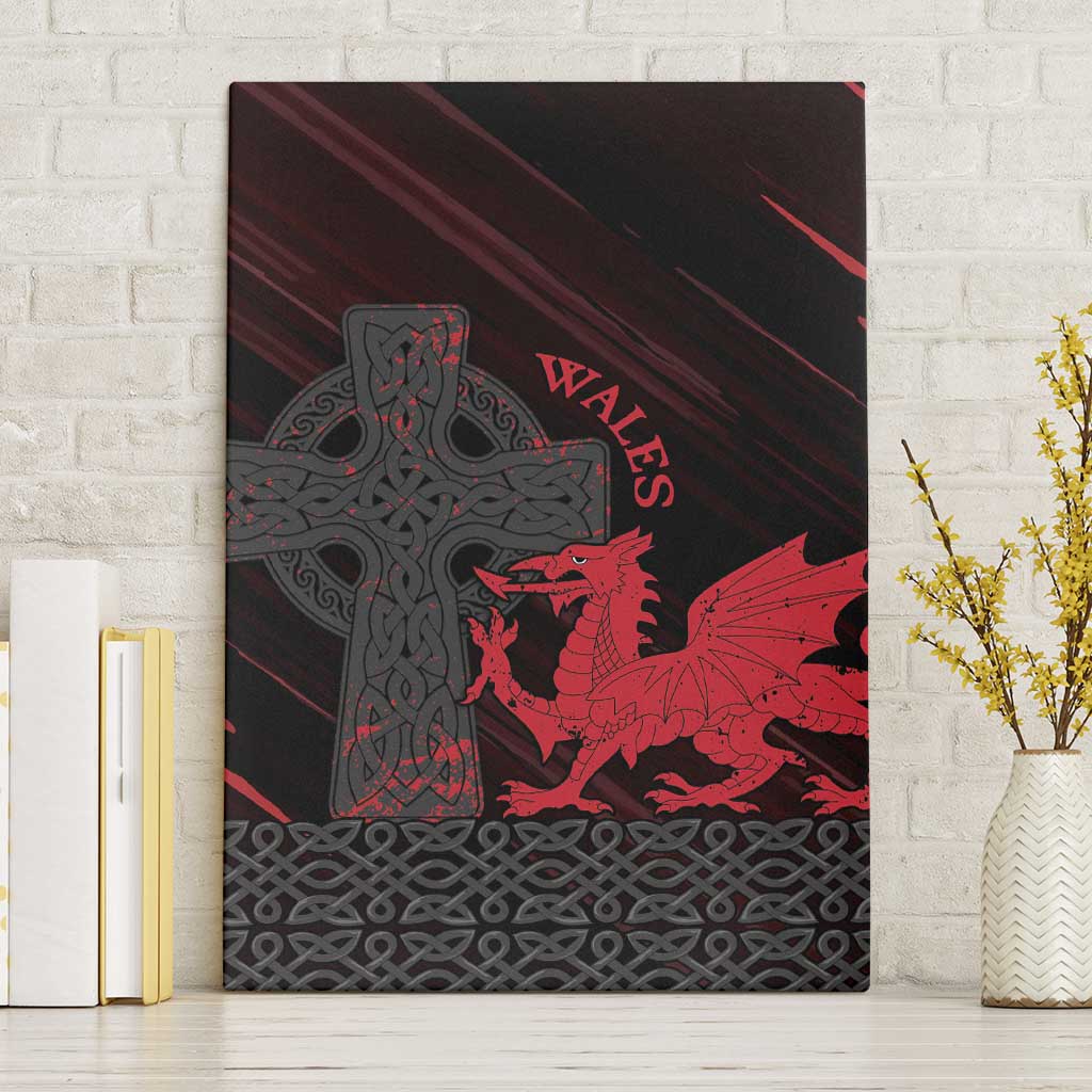 Wales Canvas Wall Art Celtic Cross Welsh Red Dragon - Wonder Print Shop