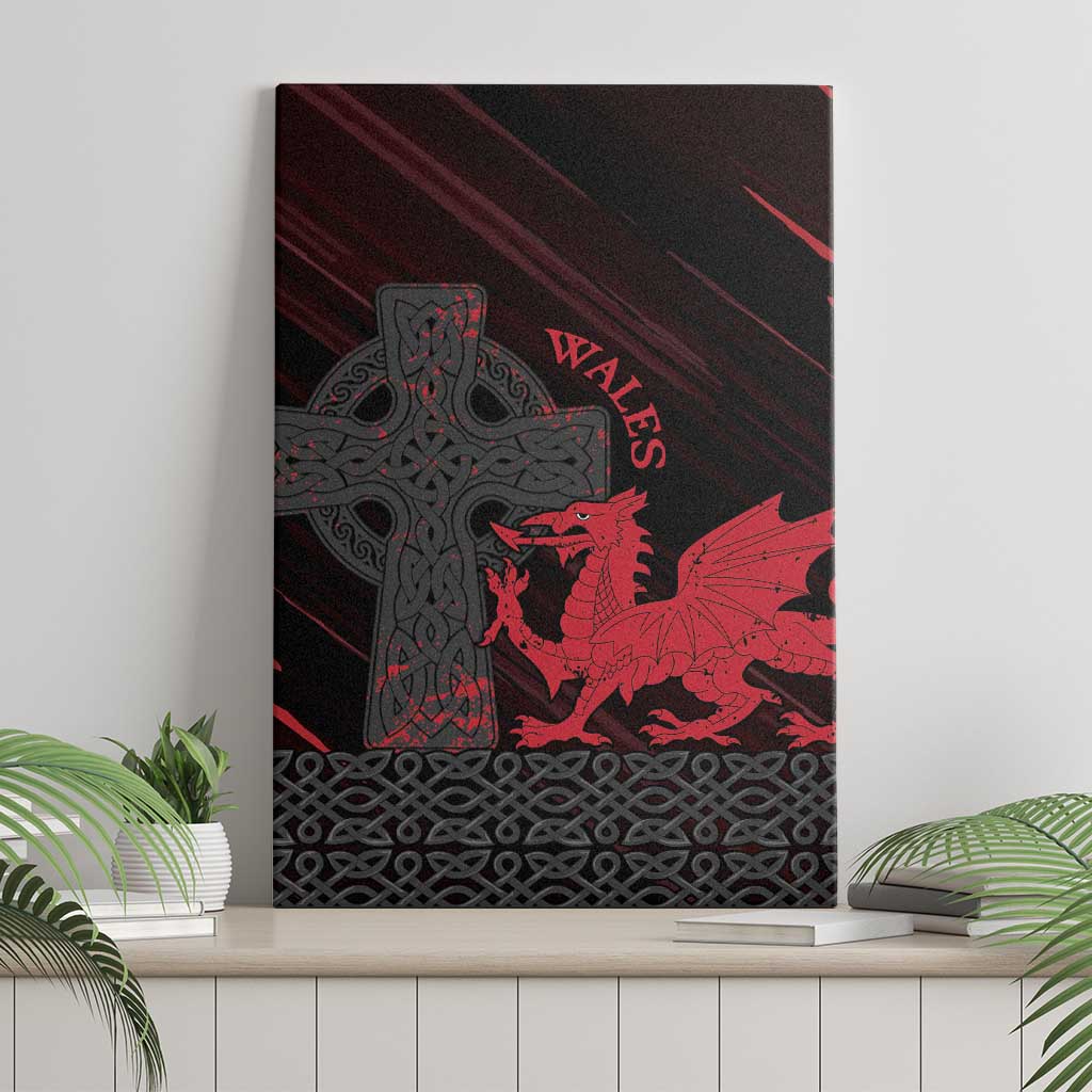 Wales Canvas Wall Art Celtic Cross Welsh Red Dragon - Wonder Print Shop