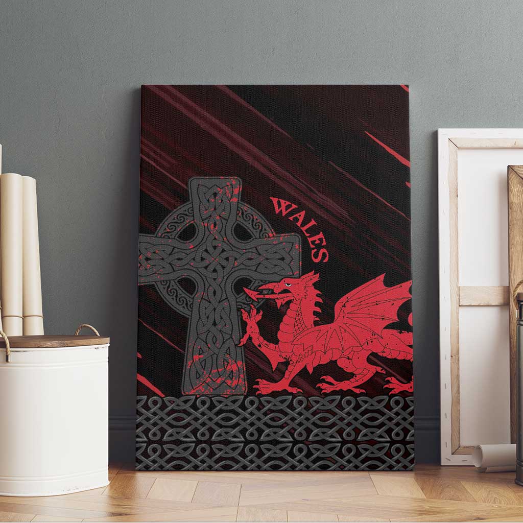 Wales Canvas Wall Art Celtic Cross Welsh Red Dragon - Wonder Print Shop