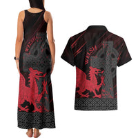 Wales Couples Matching Tank Maxi Dress and Hawaiian Shirt Celtic Cross Welsh Red Dragon - Wonder Print Shop