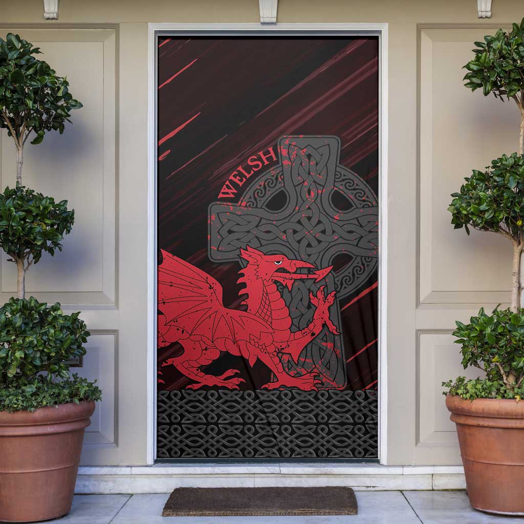 Wales Door Cover Celtic Cross Welsh Red Dragon - Wonder Print Shop