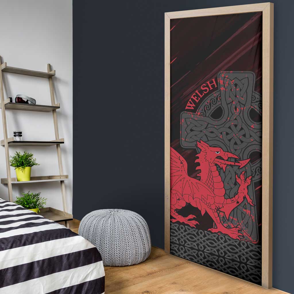 Wales Door Cover Celtic Cross Welsh Red Dragon - Wonder Print Shop