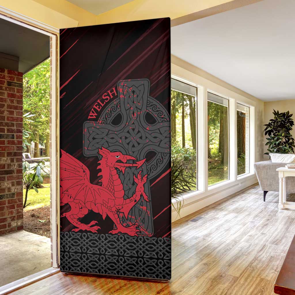 Wales Door Cover Celtic Cross Welsh Red Dragon - Wonder Print Shop