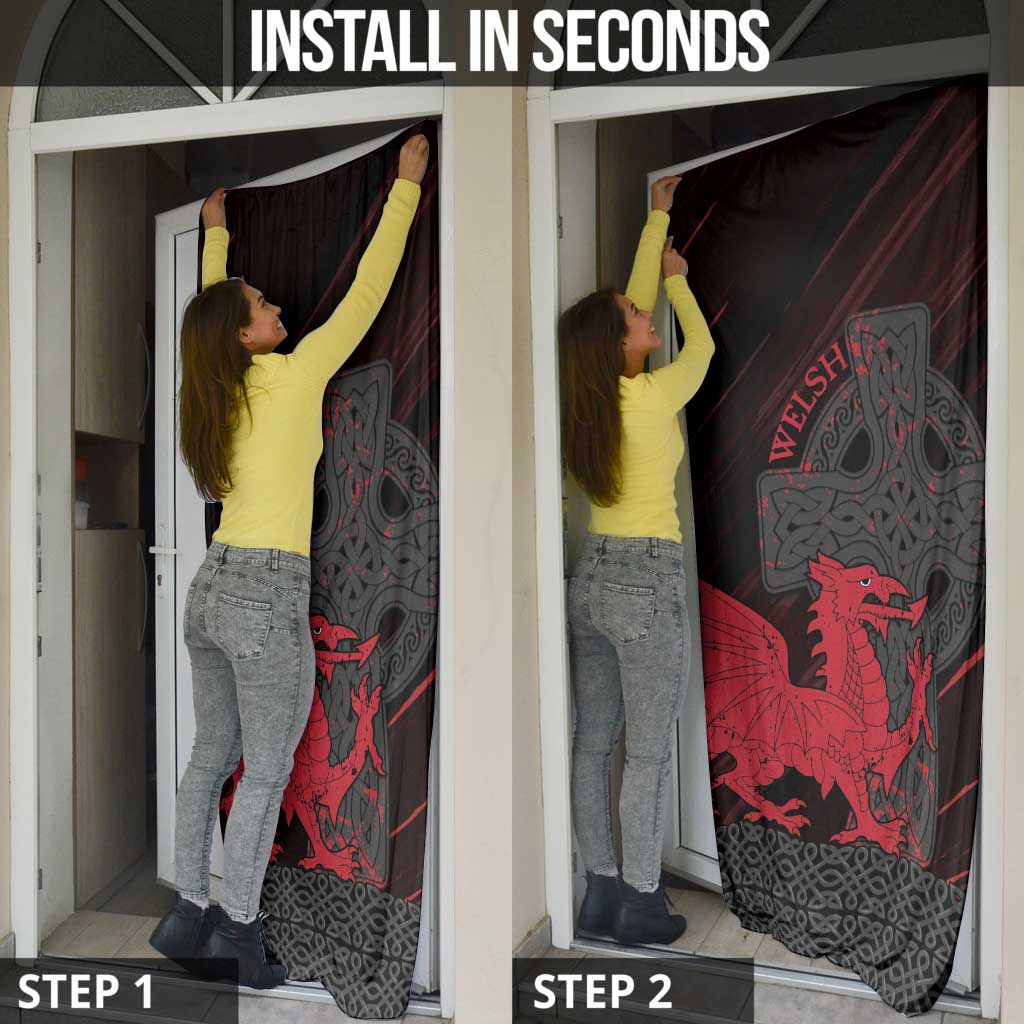 Wales Door Cover Celtic Cross Welsh Red Dragon - Wonder Print Shop