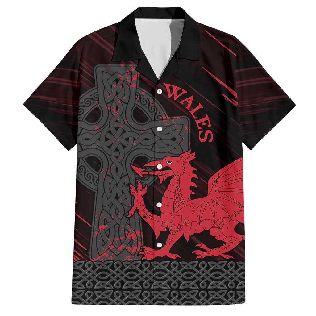 Wales Family Matching Off Shoulder Short Dress and Hawaiian Shirt Celtic Cross Welsh Red Dragon - Wonder Print Shop