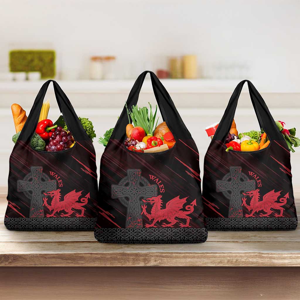 Wales Grocery Bag Celtic Cross Welsh Red Dragon - Wonder Print Shop