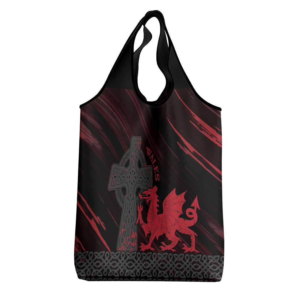 Wales Grocery Bag Celtic Cross Welsh Red Dragon - Wonder Print Shop