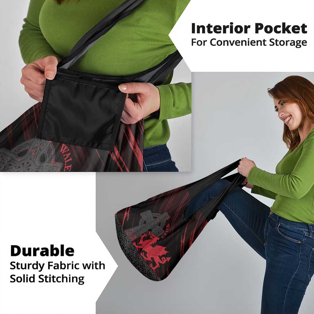 Wales Grocery Bag Celtic Cross Welsh Red Dragon - Wonder Print Shop