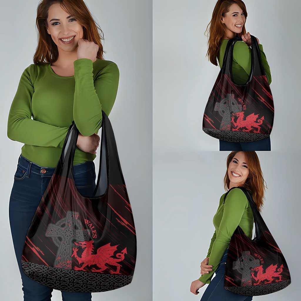 Wales Grocery Bag Celtic Cross Welsh Red Dragon - Wonder Print Shop