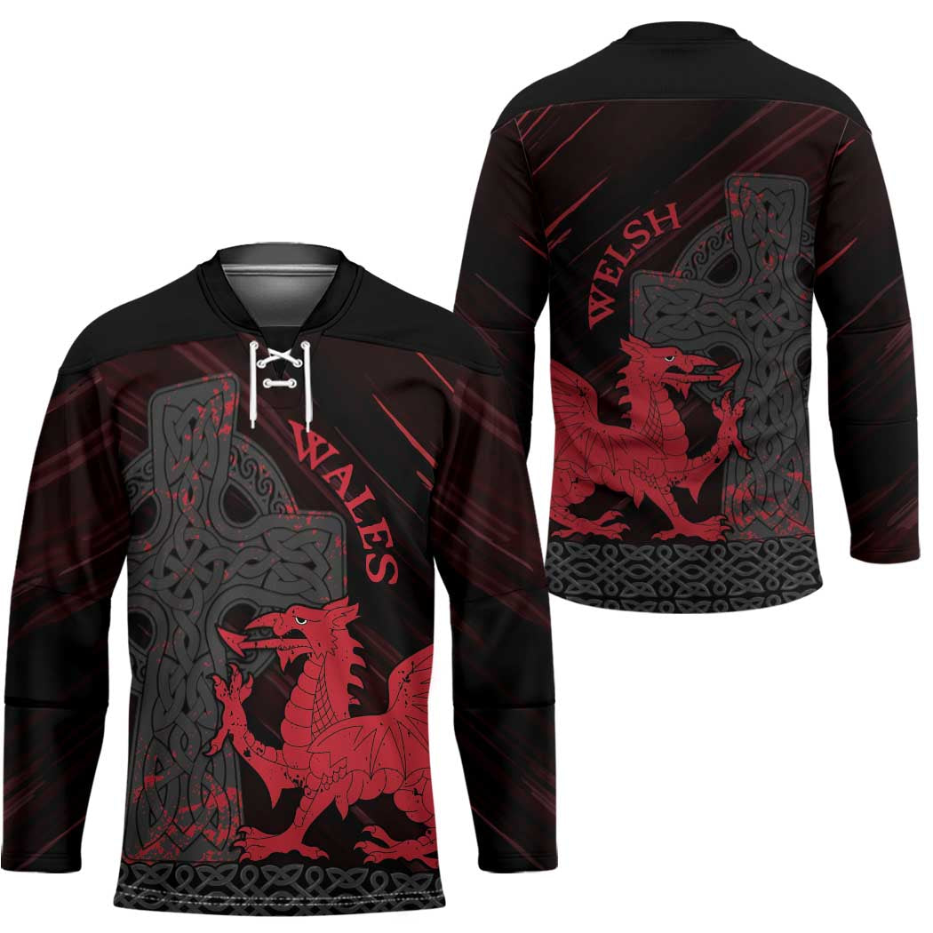 Wales Hockey Jersey Celtic Cross Welsh Red Dragon - Wonder Print Shop
