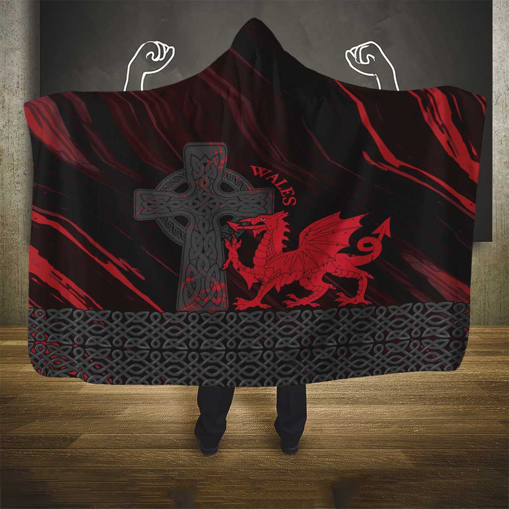 Wales Hooded Blanket Celtic Cross Welsh Red Dragon - Wonder Print Shop