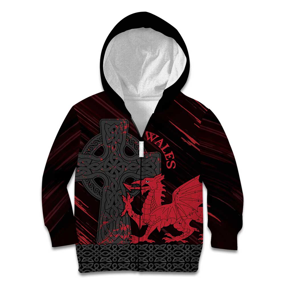 Wales Kid Hoodie Celtic Cross Welsh Red Dragon - Wonder Print Shop