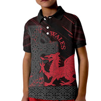 Wales Kid Polo Shirt Celtic Cross Welsh Red Dragon - Wonder Print Shop