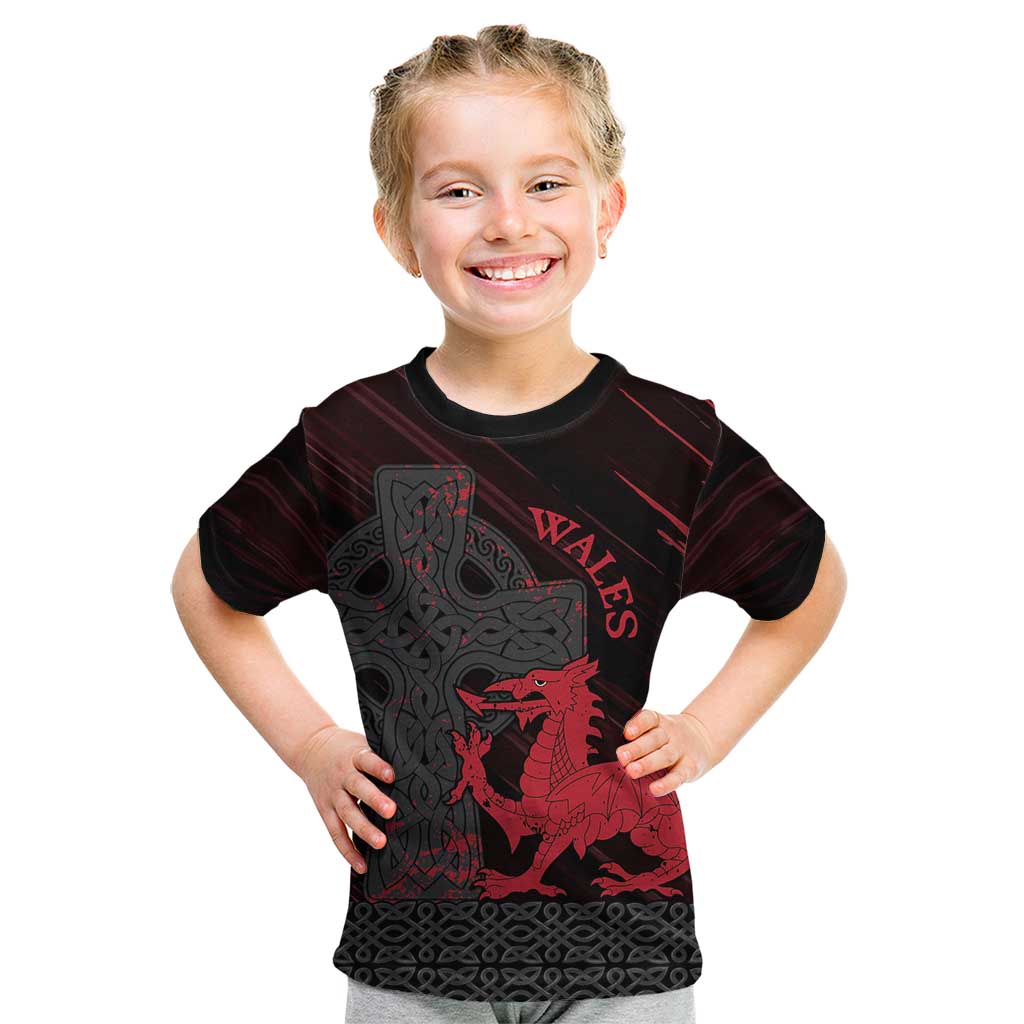 Wales Kid T Shirt Celtic Cross Welsh Red Dragon - Wonder Print Shop