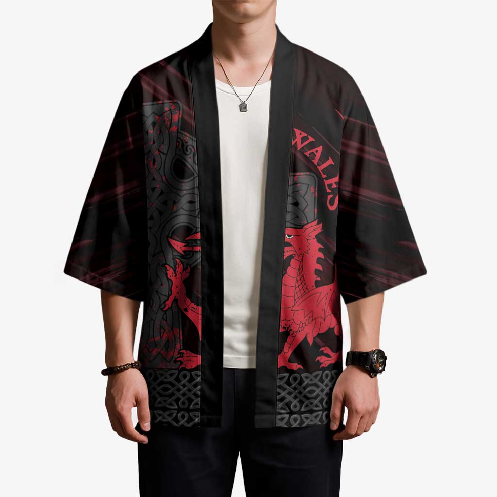 Wales Kimono Celtic Cross Welsh Red Dragon - Wonder Print Shop