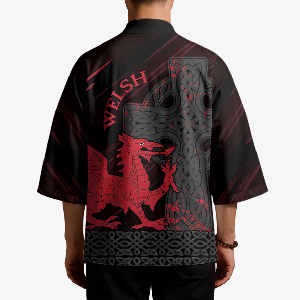 Wales Kimono Celtic Cross Welsh Red Dragon - Wonder Print Shop
