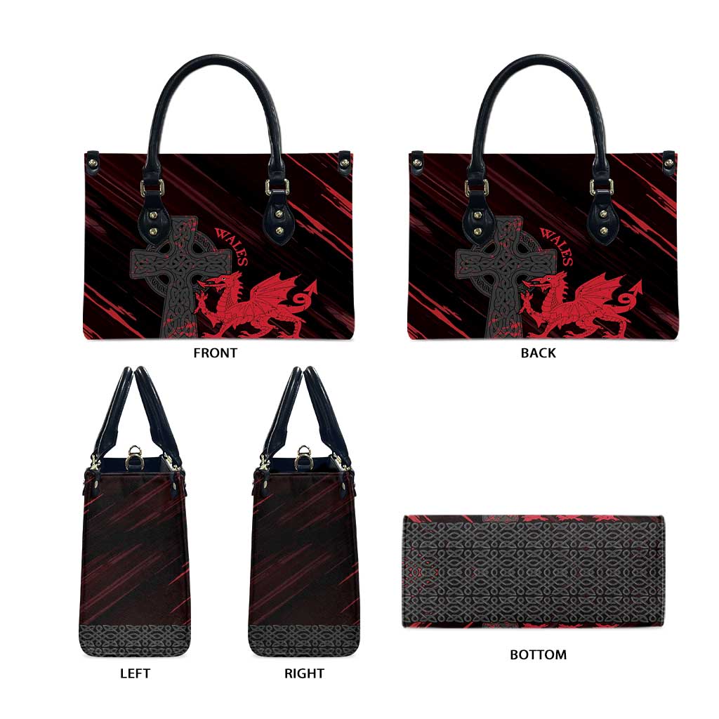 Wales Leather Bag Celtic Cross Welsh Red Dragon - Wonder Print Shop