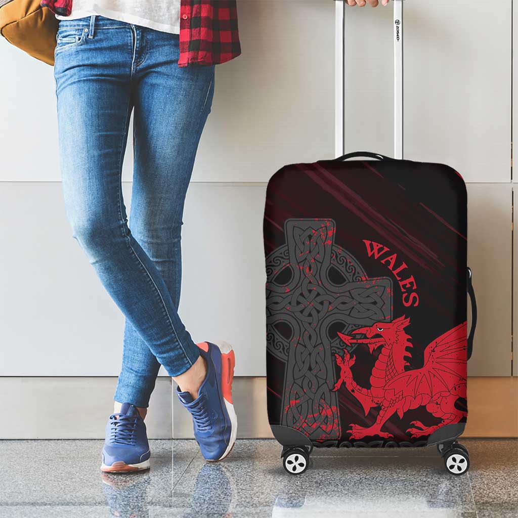 Wales Luggage Cover Celtic Cross Welsh Red Dragon - Wonder Print Shop