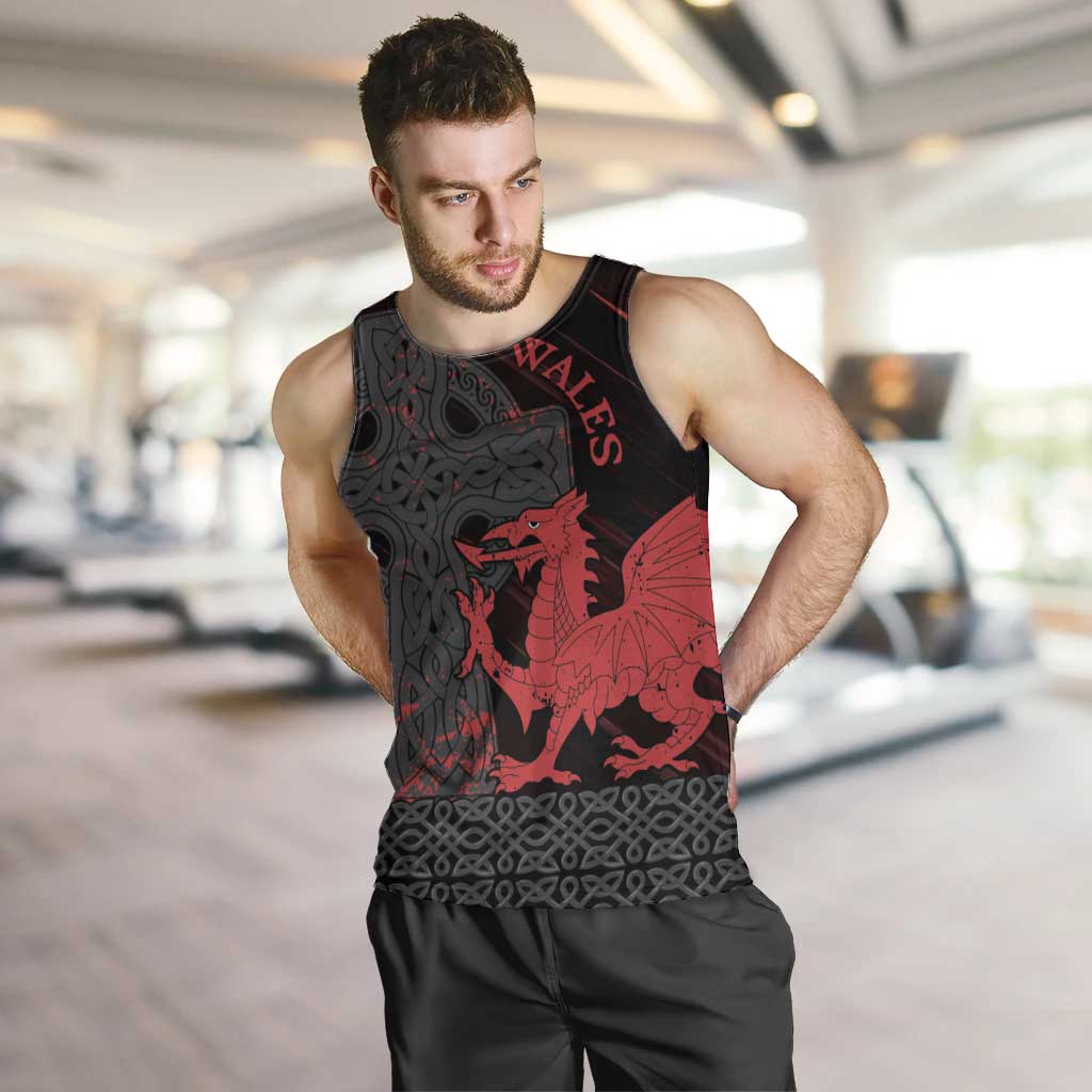 Wales Men Tank Top Celtic Cross Welsh Red Dragon - Wonder Print Shop
