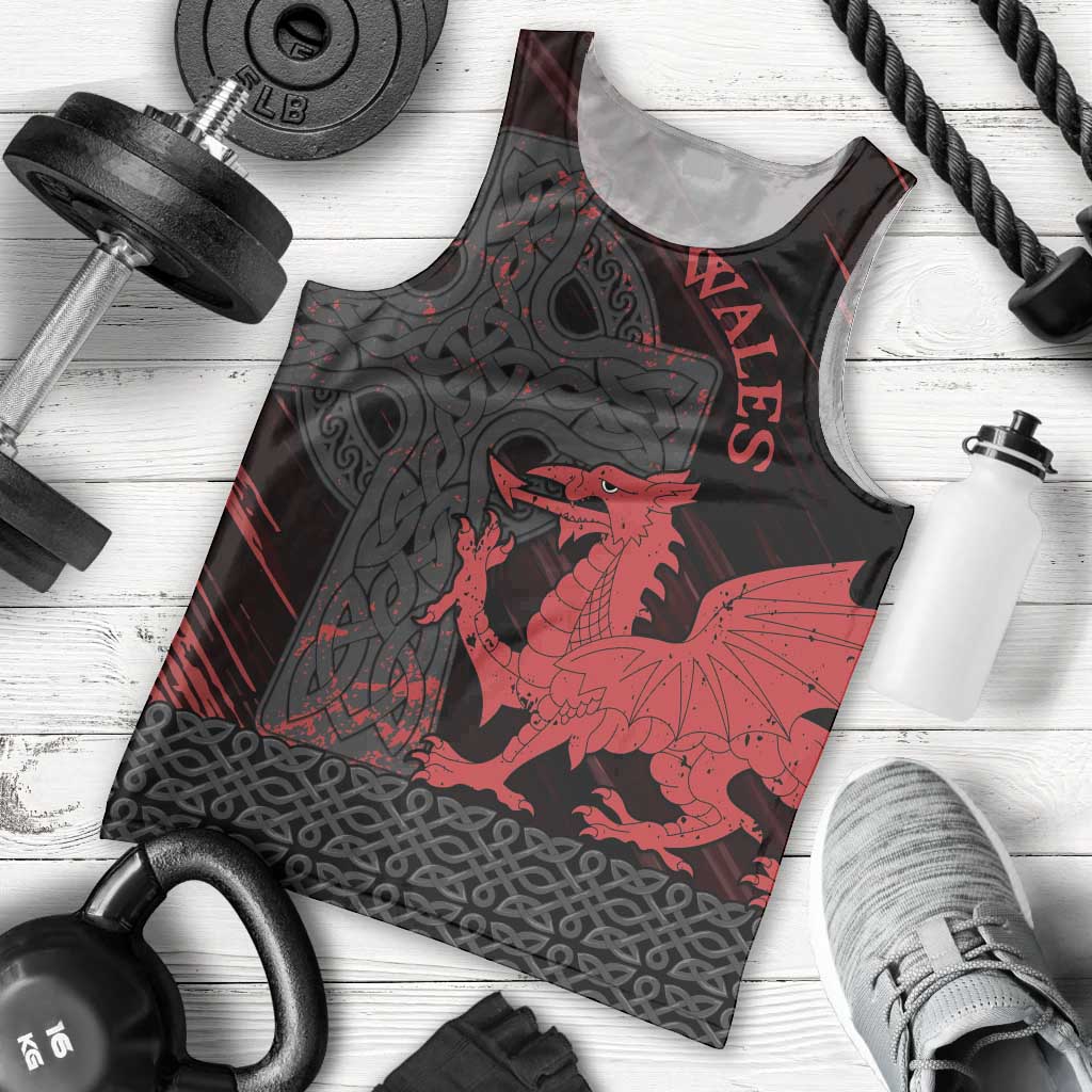 Wales Men Tank Top Celtic Cross Welsh Red Dragon - Wonder Print Shop