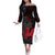 Wales Off The Shoulder Long Sleeve Dress Celtic Cross Welsh Red Dragon - Wonder Print Shop