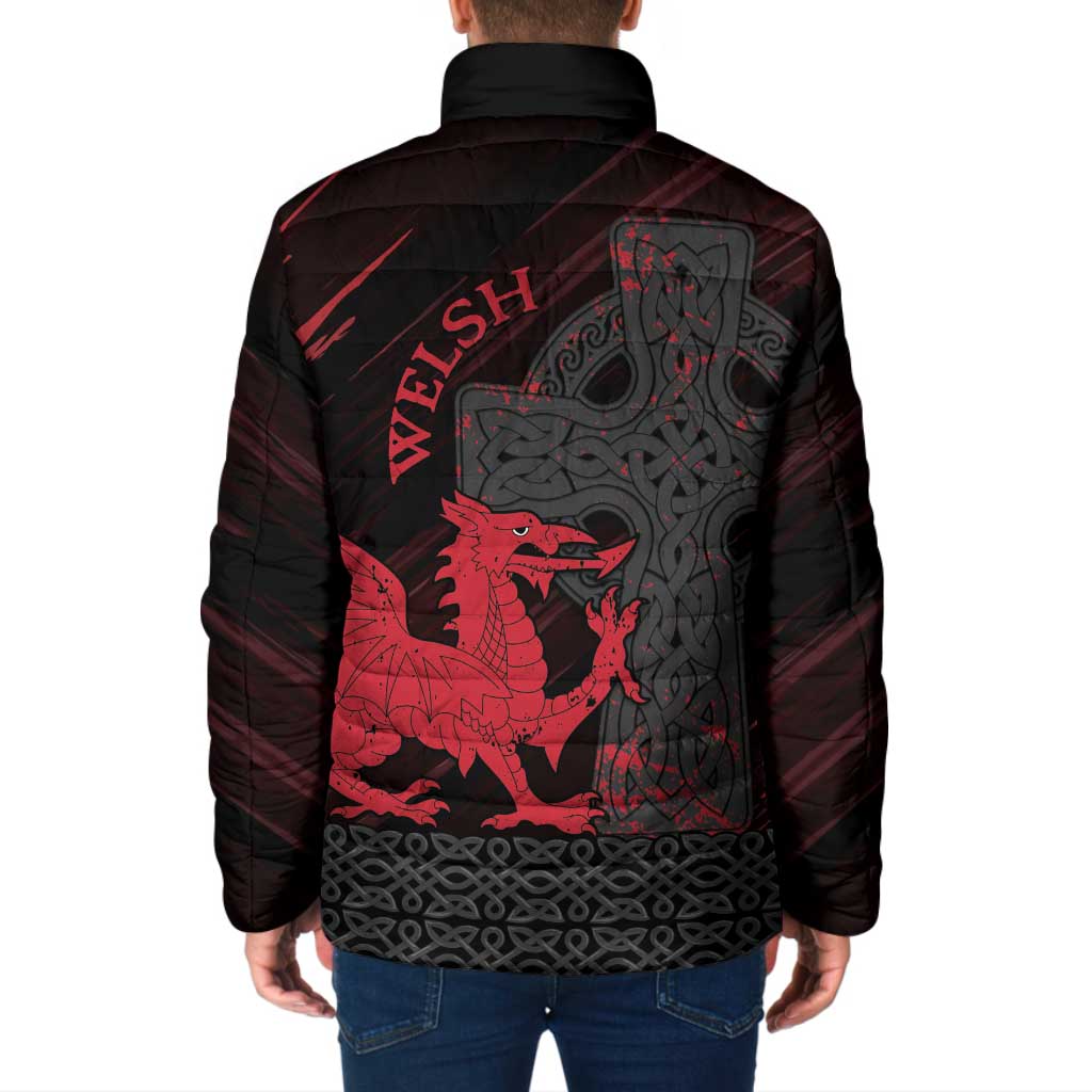 Wales Padded Jacket Celtic Cross Welsh Red Dragon - Wonder Print Shop