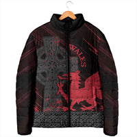 Wales Padded Jacket Celtic Cross Welsh Red Dragon - Wonder Print Shop