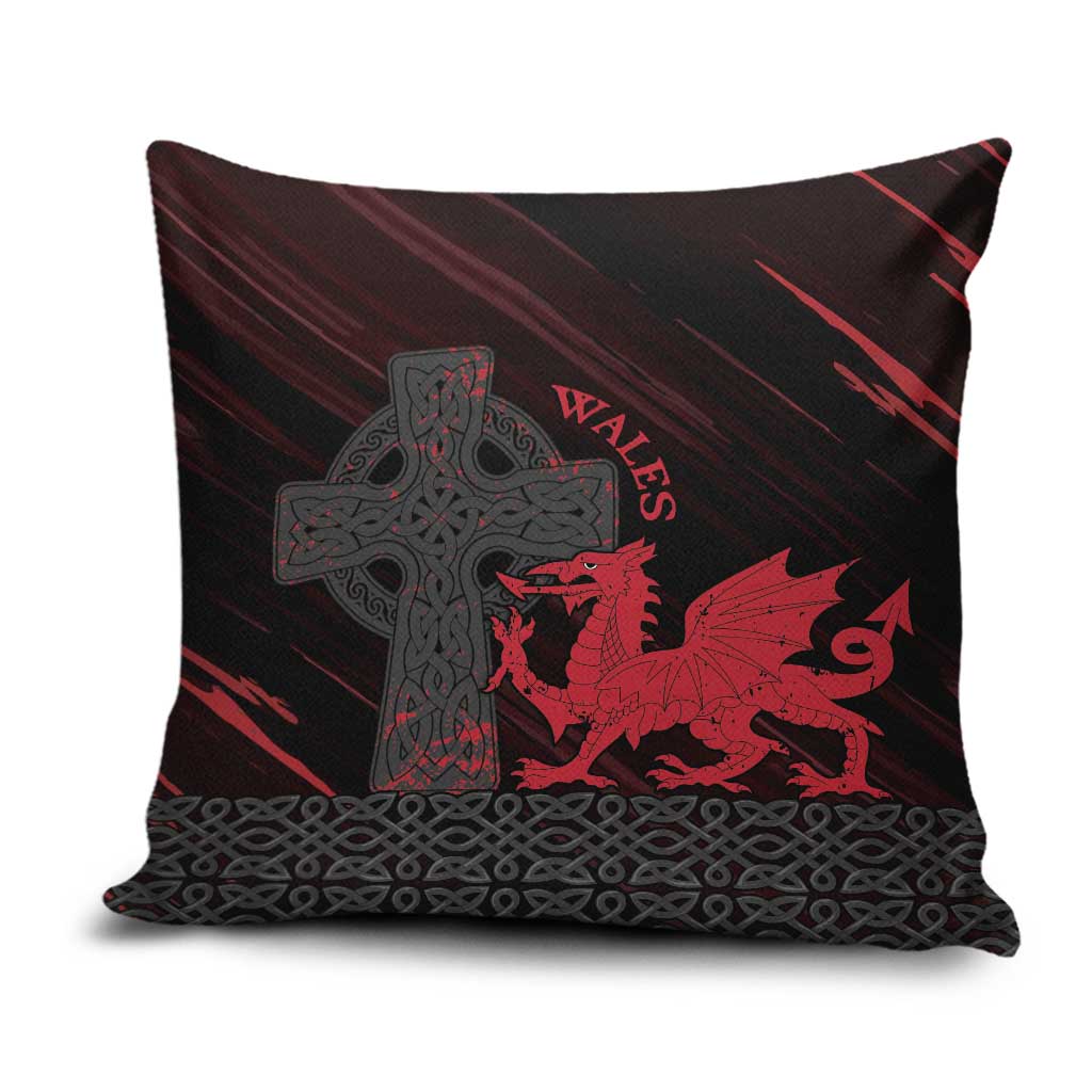 Wales Pillow Cover Celtic Cross Welsh Red Dragon - Wonder Print Shop