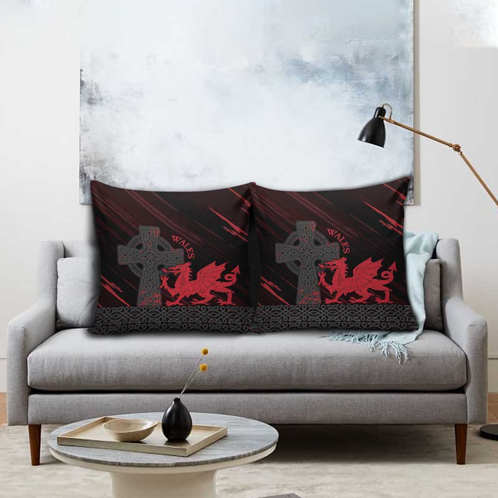 Wales Pillow Cover Celtic Cross Welsh Red Dragon - Wonder Print Shop