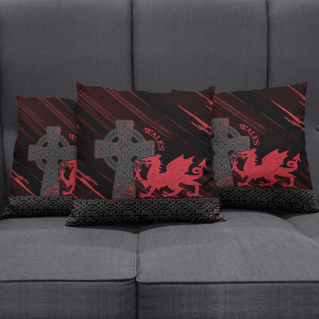 Wales Pillow Cover Celtic Cross Welsh Red Dragon - Wonder Print Shop