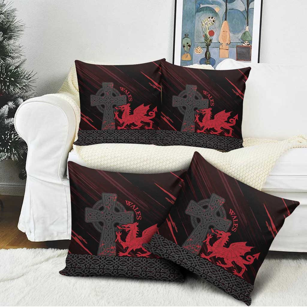 Wales Pillow Cover Celtic Cross Welsh Red Dragon - Wonder Print Shop
