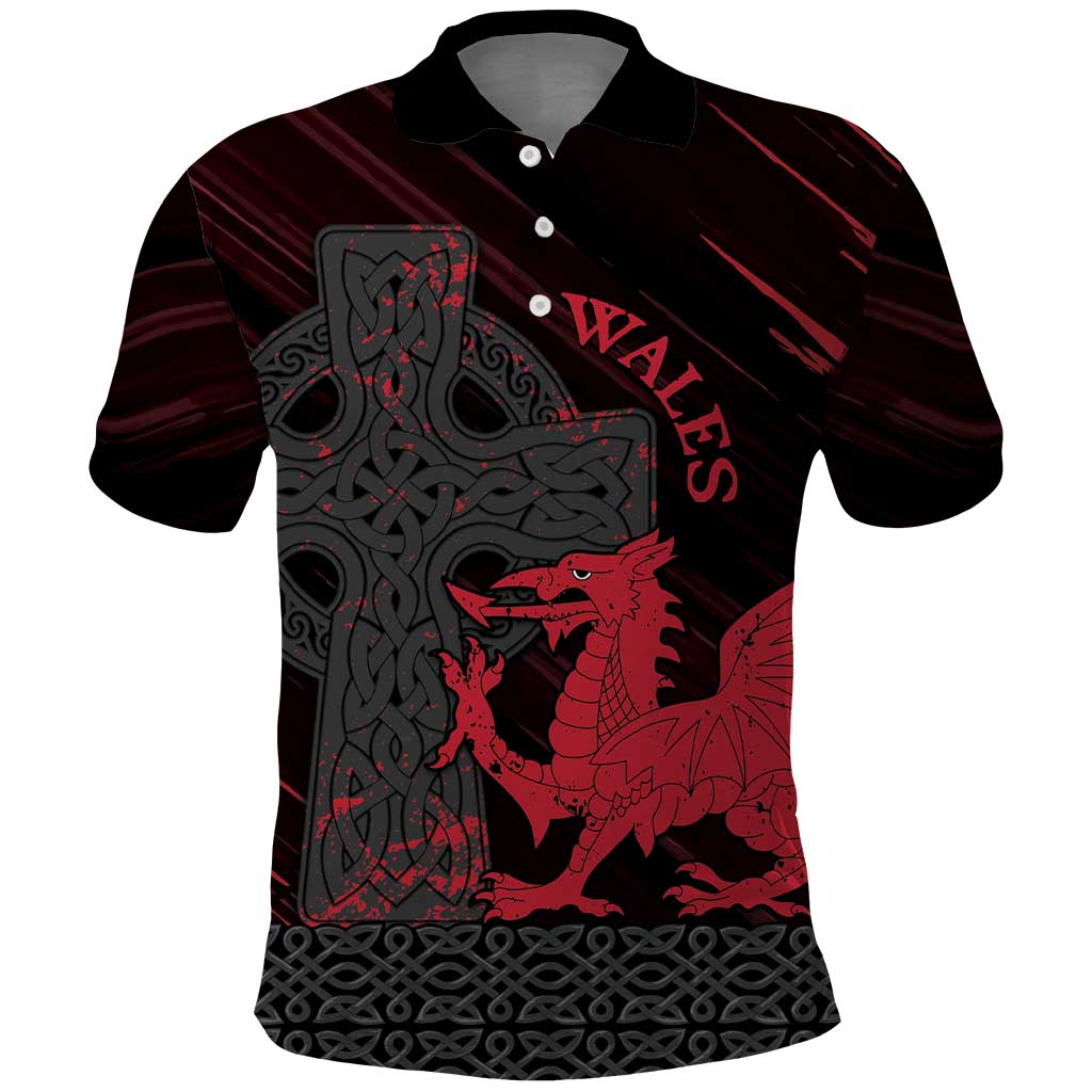 Wales Polo Shirt Celtic Cross Welsh Red Dragon - Wonder Print Shop