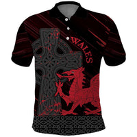 Wales Polo Shirt Celtic Cross Welsh Red Dragon - Wonder Print Shop