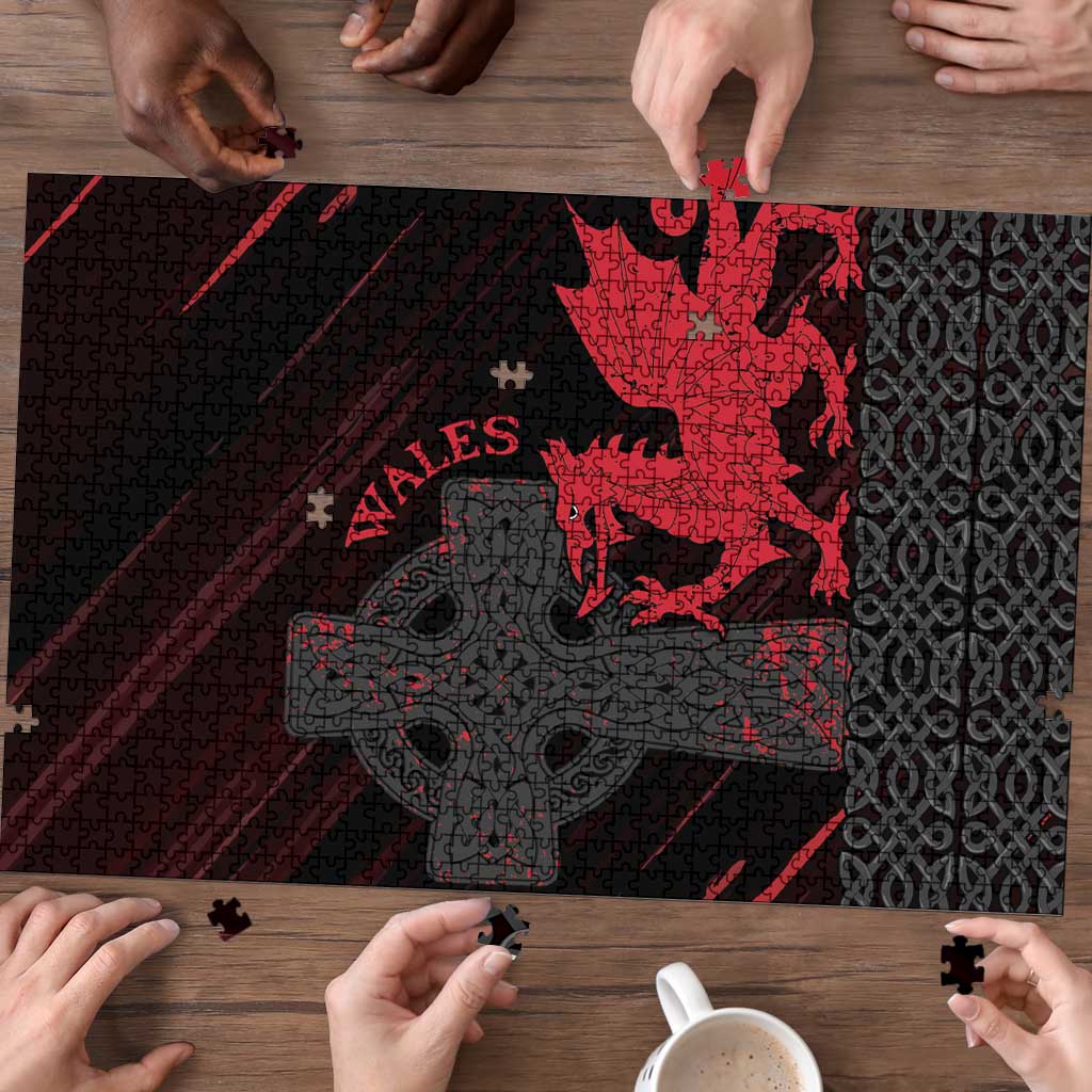 Wales Puzzle Celtic Cross Welsh Red Dragon - Wonder Print Shop
