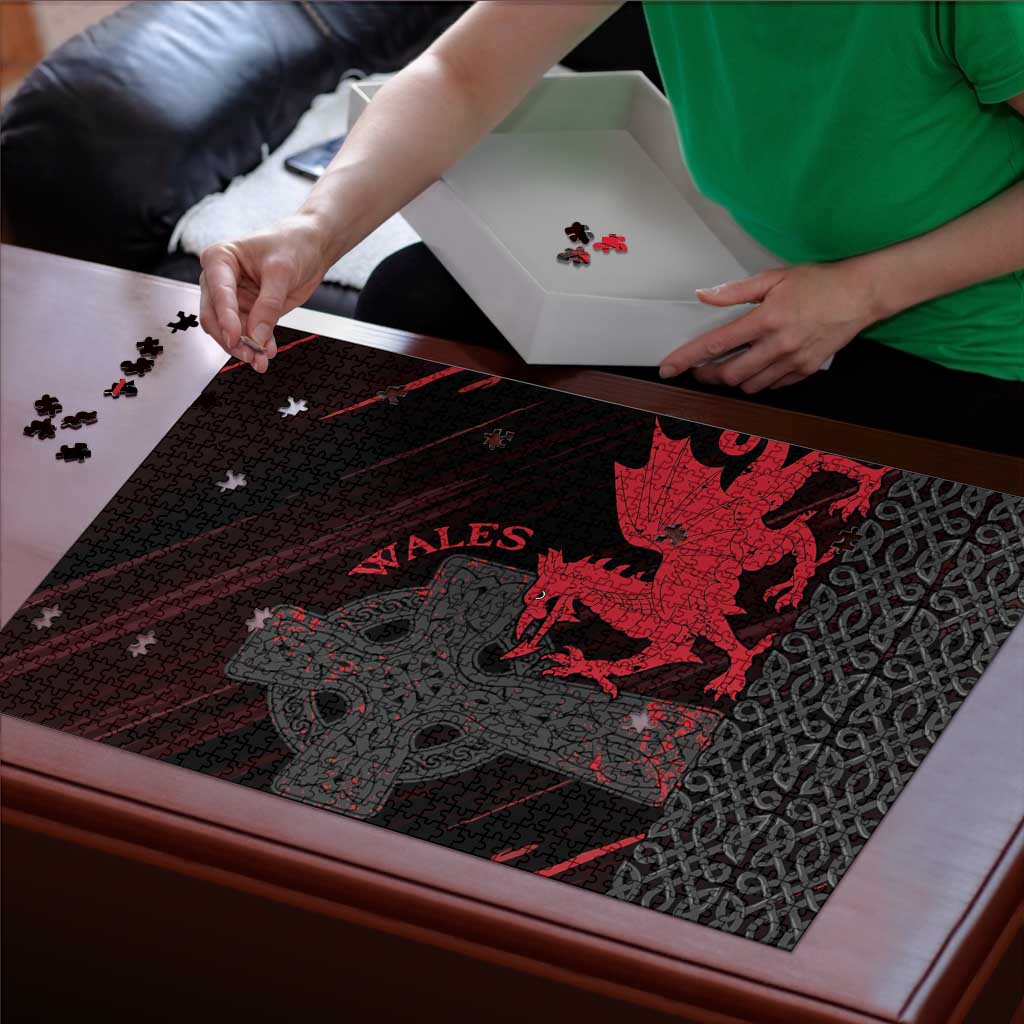 Wales Puzzle Celtic Cross Welsh Red Dragon - Wonder Print Shop