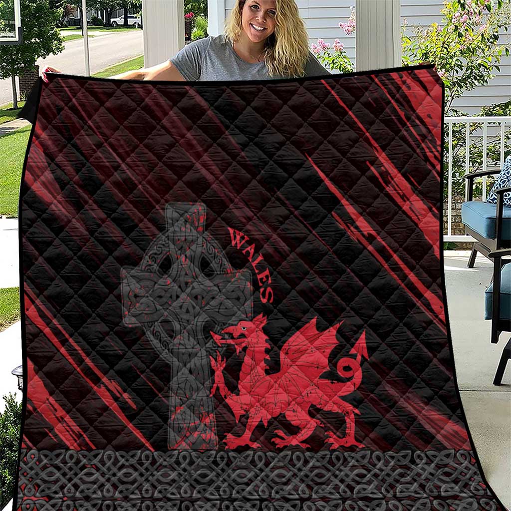 Wales Quilt Celtic Cross Welsh Red Dragon - Wonder Print Shop