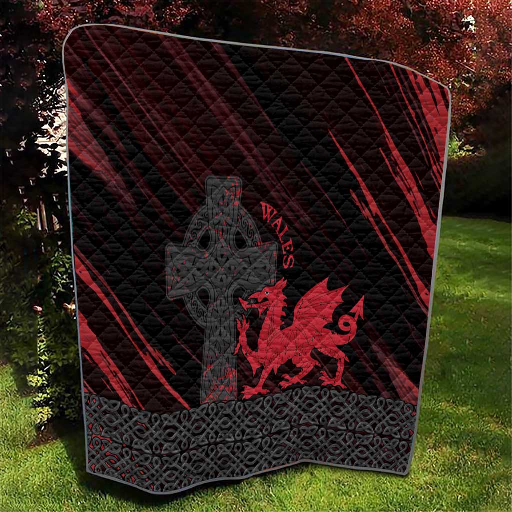 Wales Quilt Celtic Cross Welsh Red Dragon - Wonder Print Shop