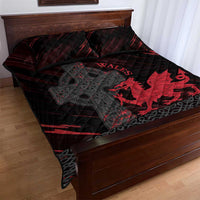 Wales Quilt Bed Set Celtic Cross Welsh Red Dragon - Wonder Print Shop