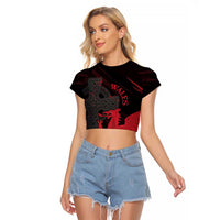 Wales Raglan Cropped T Shirt Celtic Cross Welsh Red Dragon - Wonder Print Shop
