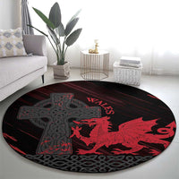 Wales Round Carpet Celtic Cross Welsh Red Dragon - Wonder Print Shop