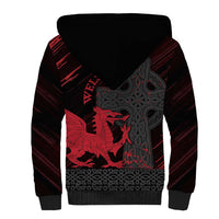 Wales Sherpa Hoodie Celtic Cross Welsh Red Dragon - Wonder Print Shop