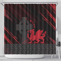 Wales Shower Curtain Celtic Cross Welsh Red Dragon - Wonder Print Shop