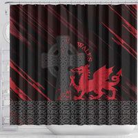 Wales Shower Curtain Celtic Cross Welsh Red Dragon - Wonder Print Shop