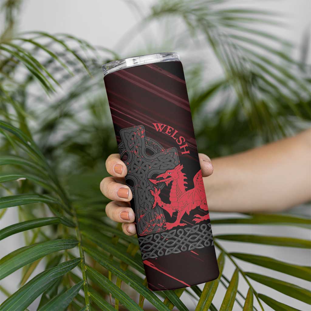 Wales Skinny Tumbler Celtic Cross Welsh Red Dragon - Wonder Print Shop