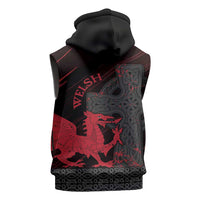 Wales Sleeveless Hoodie Celtic Cross Welsh Red Dragon - Wonder Print Shop