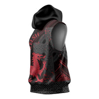 Wales Sleeveless Hoodie Celtic Cross Welsh Red Dragon - Wonder Print Shop