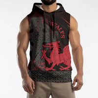Wales Sleeveless Hoodie Celtic Cross Welsh Red Dragon - Wonder Print Shop